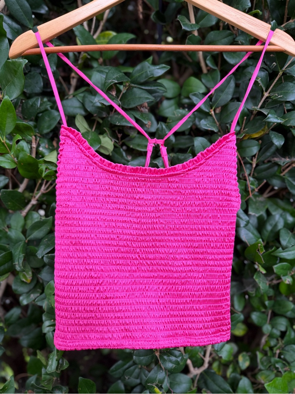 Free People Hot Pink Smocked Cropped Cami